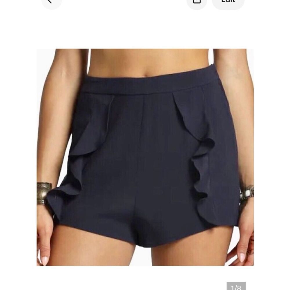 Sans Souci Ruffle Front Shorts in Indigo Blue Women’s M